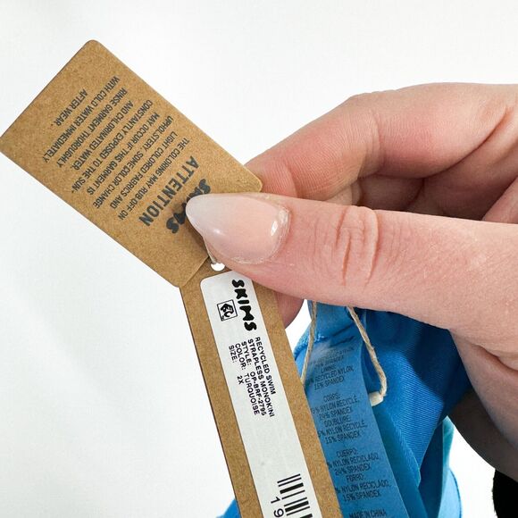 SKIMS Signature Swim Strapless Monokini Swimsuit Cheeky Summer Beach Blue 2X NWT - Picture 10 of 12